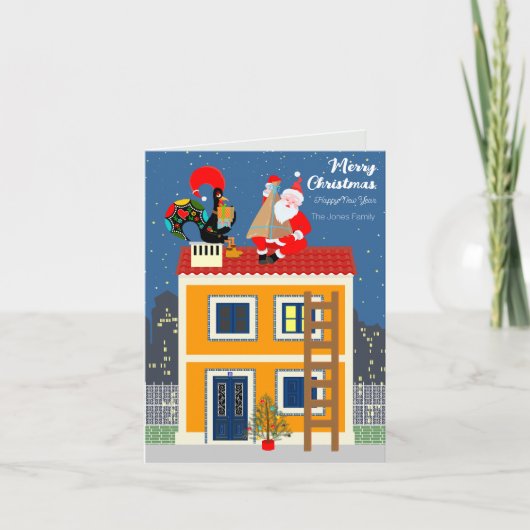 Kerstmis komt de Portugese Haan tegen Kaart (Voorkant)
