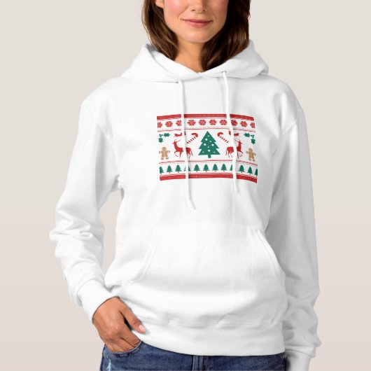 Kerstmis komt eraan, Kerstmis, boom, rendieren Hoodie (Voorkant)