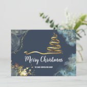 Kerstmis komt eraan, Marble Style Golden Company Kaart (Staand voorkant)