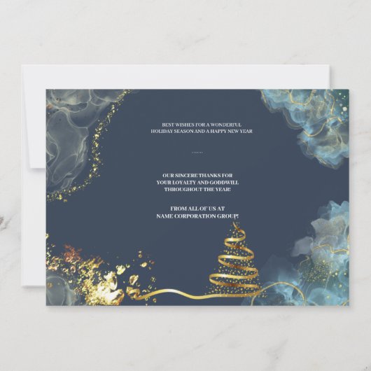 Kerstmis komt eraan, Marble Style Golden Company Kaart (Achterkant)