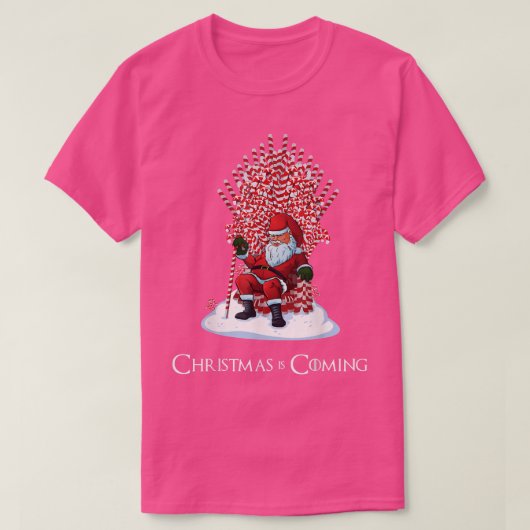 Kerstmis komt met kerstsnoepriettroon t-shirt (Design voorkant)