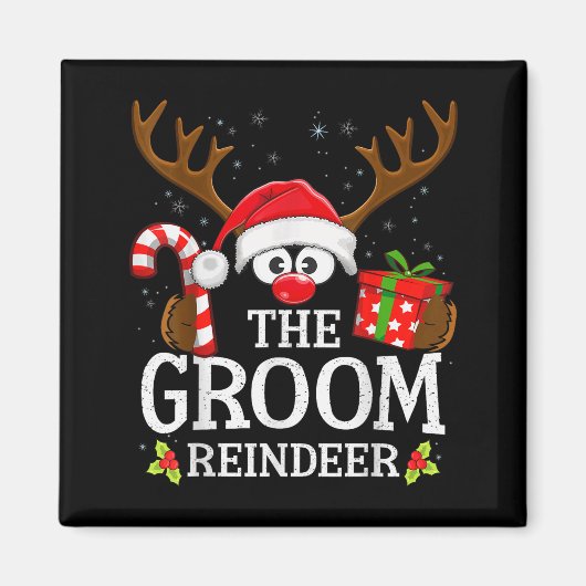 Kerstmis komt overeen met de bruidegom rendierfami magneet (Voorkant)