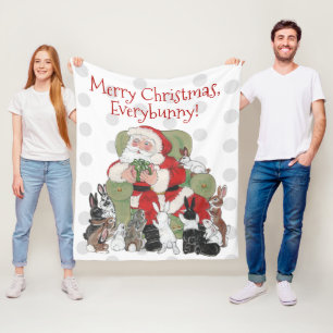 Kerstmis konijn Bunny Santa Red Groen Fleece Deken