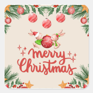 Kerstmis Konijn Festieve Sticker