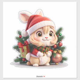 Kerstmis Konijn-meisje Sticker