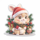 Kerstmis Konijn-meisje Sticker (Voorkant)