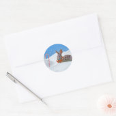 Kerstmis, Konijn, Sneeuw, Suikerstokken Ronde Sticker (Envelop)