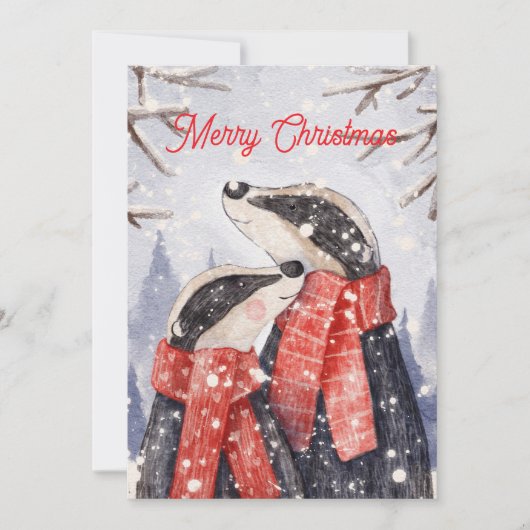 Kerstmis Koppel Das Illustratie Feestdagenkaart (Voorkant)