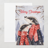 Kerstmis Koppel Das Illustratie Feestdagenkaart (Voorkant / Achterkant)