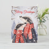 Kerstmis Koppel Das Illustratie Feestdagenkaart (Staand voorkant)
