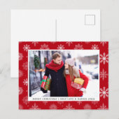 Kerstmis Koppel Foto Sneeuwvlokken Rood Feestdagenkaart (Voorkant / Achterkant)