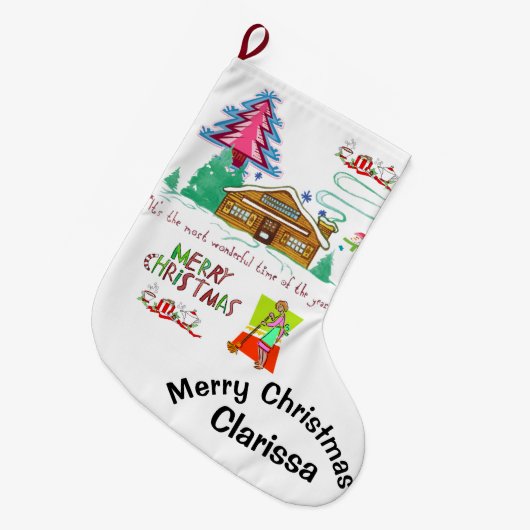 Kerstmis kous, schoonmaakster grote kerstsok (Voorkant (Hangend))