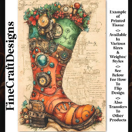 Kerstmis Kous Steampunk Sfeer BL5 Decoupage Tissuepapier