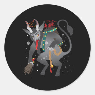 Kerstmis Krampus Horror Kerstmis Slechte Pyjama Sl Ronde Sticker