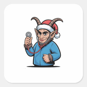 Kerstmis Krampus Verpleegkundige Kleding Verpleegs Vierkante Sticker