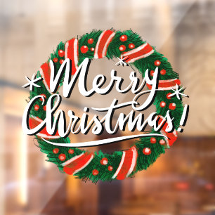 Kerstmis krans deur bord raamsticker