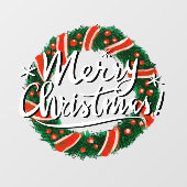 Kerstmis krans deur bord raamsticker (Vel)