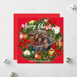Kerstmis Krans Foto Persoonlijke Familie N Feestdagenkaart
