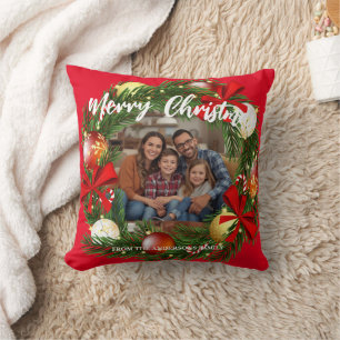 Kerstmis Krans Foto Persoonlijke Familie N Kussen