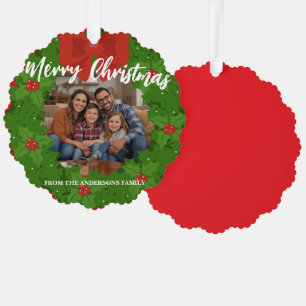Kerstmis Krans Foto Persoonlijke Familie N Ornament Kaart