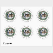  Kerstmis Krans Rode Bessen Naam Foto Ronde Sticker (Vel)