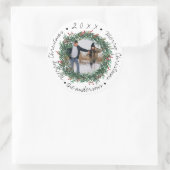  Kerstmis Krans Rode Bessen Naam Foto Ronde Sticker (Tas)