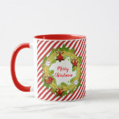 Kerstmis Krans Rode Strepen Mok (Links)