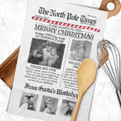 Kerstmis, krant North Pole Times Theedoek