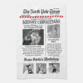 Kerstmis, krant North Pole Times Theedoek (Verticaal)