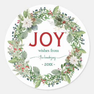 Kerstmis Kranz Naam Handgeschreven Schrift Rood Ronde Sticker