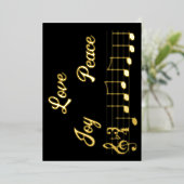 Kerstmis Krijgt Vreugde Vrede Muzieknotities Folie Feestdagenkaart (Staand Voorkant)