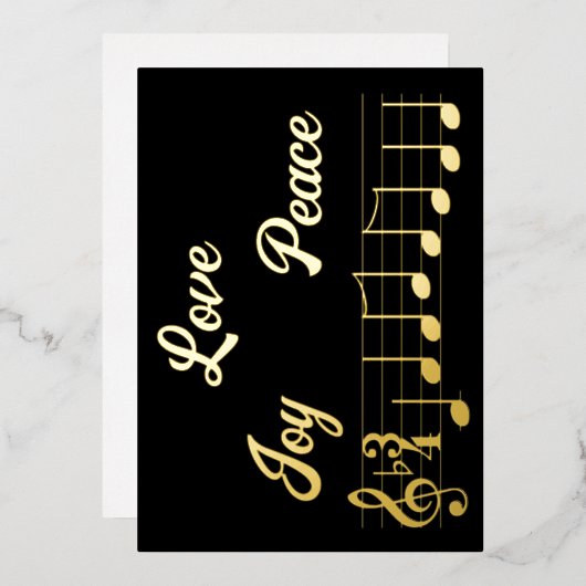 Kerstmis Krijgt Vreugde Vrede Muzieknotities Folie Feestdagenkaart (Voorkant / Achterkant)