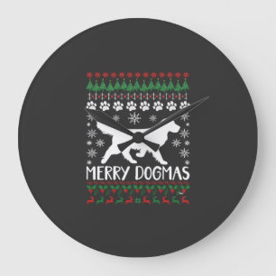 Kerstmis Krijt Hond Sneeuwvlok Lelijke Kerst Sweat Grote Klok