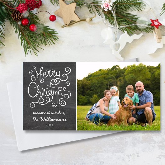 Kerstmis krijtbord kalligrafie foto in vintage sti feestdagenkaart