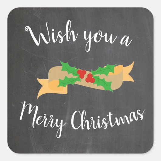Kerstmis krijtbord letters vierkante sticker (Voorkant)