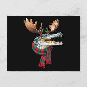 Kerstmis Krokodil Rendier Geweien Sjaal Vakantie Feestdagenkaart