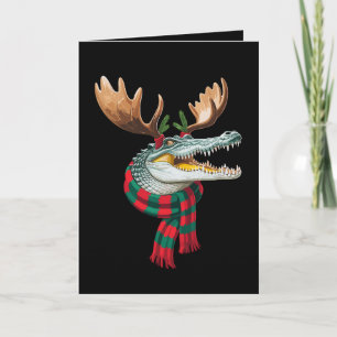 Kerstmis Krokodil Rendier Geweien Sjaal Vakantie Kaart