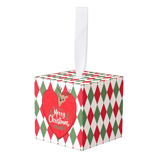 Kerstmis Kubus Ornament (Voorkant hoekig)