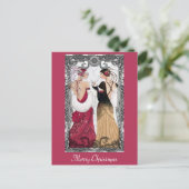 Kerstmis,  Kunst Deco Dames Briefkaart (Staand voorkant)