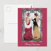 Kerstmis,  Kunst Deco Dames Briefkaart (Voorkant / Achterkant)