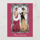 Kerstmis,  Kunst Deco Dames Briefkaart (Voorkant)
