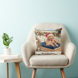 Kerstmis Kust Gouden Doodle Ornament Kussen