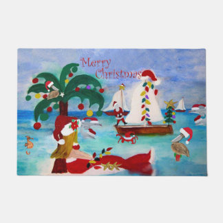 Kerstmis kust huis nautisch deurmat