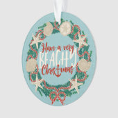 Kerstmis Kust Tropische Zee Schelp Krans - Aqua Ornament (voorkant)