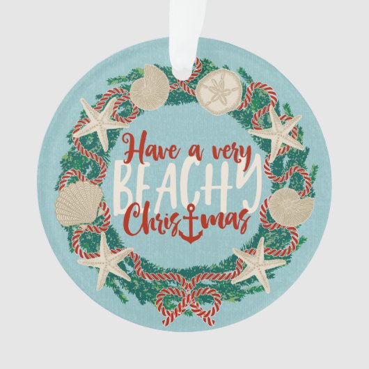 Kerstmis Kust Tropische Zee Schelp Krans - Aqua Ornament (voorkant)