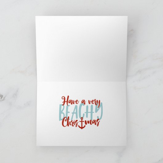 Kerstmis Kust Tropische Zee Schelp Krans -Rood Feestdagen Kaart (Binnen)