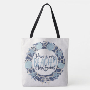 Kerstmis Kust Tropische Zee Schelpen Omkeerbaar Tote Bag