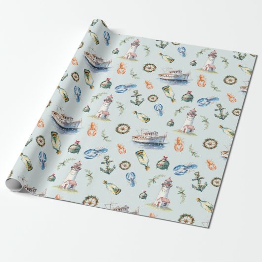 Kerstmis Kust Wrap Papier (Uitgerold)