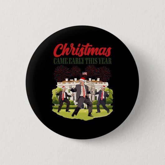 Kerstmis kwam begin dit jaar grappig Santa Trump P Ronde Button 5,7 Cm (Voorkant)
