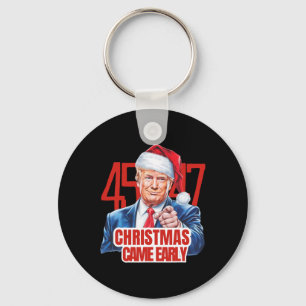 Kerstmis kwam vroeg grappig Donald Trump Kerstman Sleutelhanger